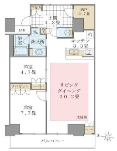 ブリリアイスト東雲キャナルコート　410号室　間取り