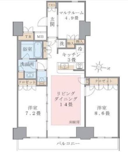 ブリリアイスト東雲キャナルコート　421号室　間取り