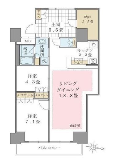 ブリリアイスト東雲キャナルコート　425号室　間取り