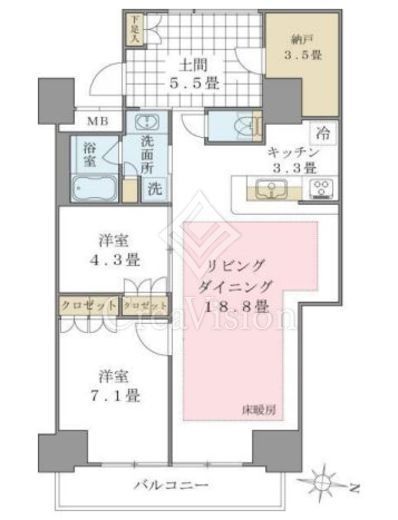 ブリリアイスト東雲キャナルコート　525号室　間取り