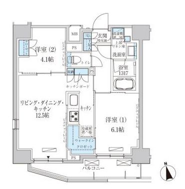 パークアクシス東上野　1303号室　間取り