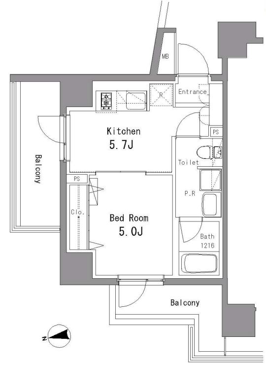 パークアクシス亀戸中央公園　801号室　間取り