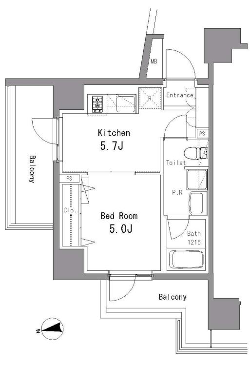 パークアクシス亀戸中央公園　1001号室　間取り