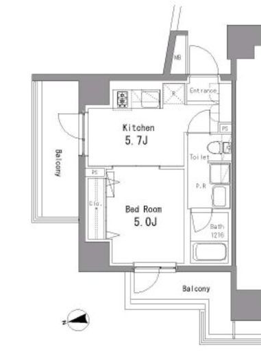 パークアクシス亀戸中央公園　801号室　間取り