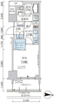 パークアクシス両国馬車通り　407号室　間取り