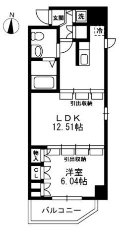 レジディア上野御徒町　1509号室　間取り