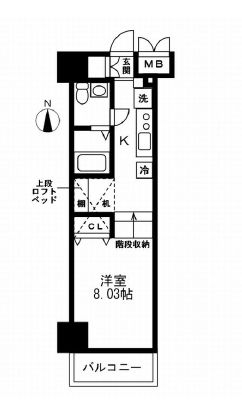 レジディア上野御徒町　704号室　間取り