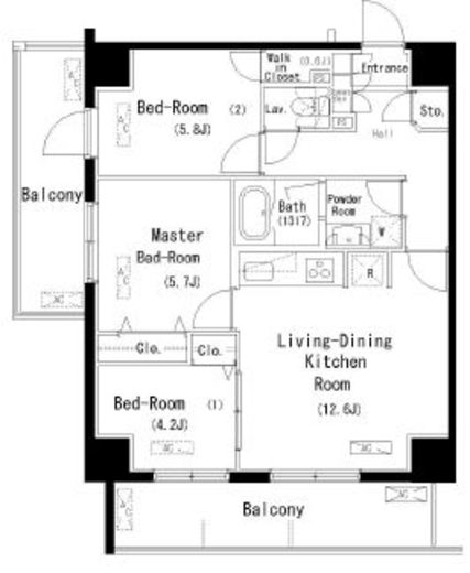 パークアクシス元浅草ステージ　1102号室　間取り
