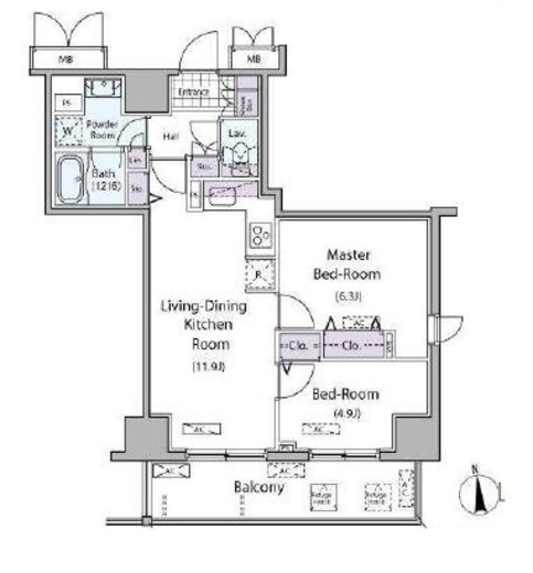 パークアクシス元浅草ステージ　1605号室　間取り