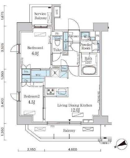 パークアクシス浅草・蔵前　1303号室　間取り