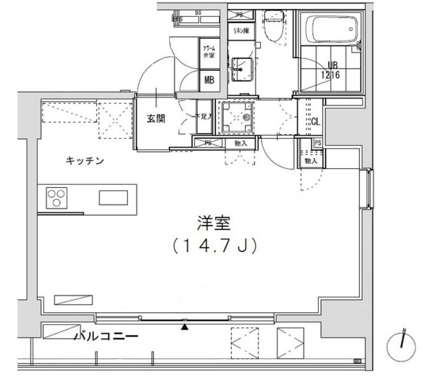 グランディオール広尾テラス　1304号室　間取り