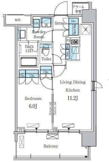 パークアクシス浅草・田原町　1407号室　間取り