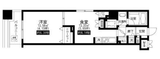 レジディア上野池之端　901号室　間取り