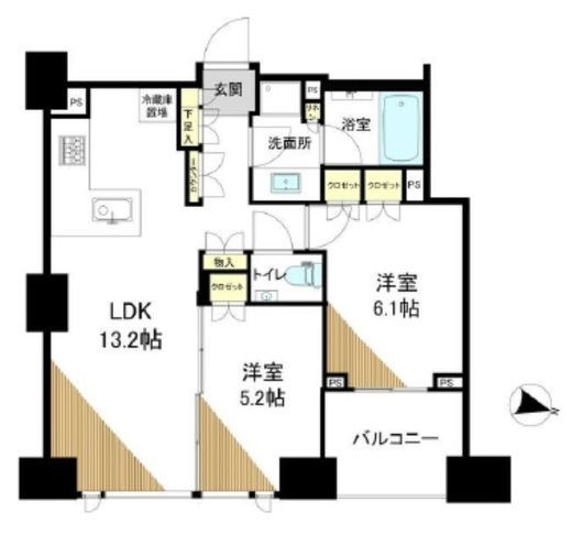 シティタワー上野池之端　1104号室　間取り