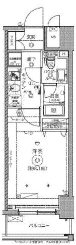 クレイシア秋葉原　1003号室　間取り