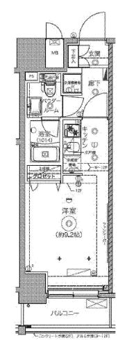 クレイシア秋葉原　1102号室　間取り