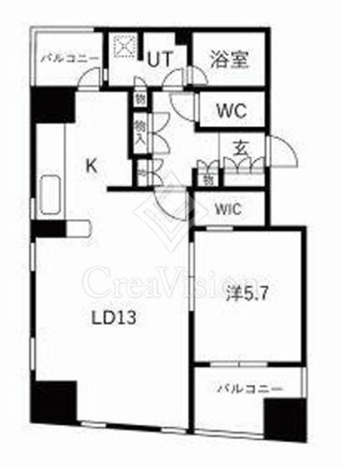 上野アインスタワー　406号室　間取り