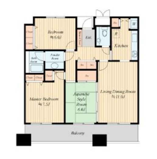 リバーサイド隅田セントラルタワーパレス　2202号室　間取り