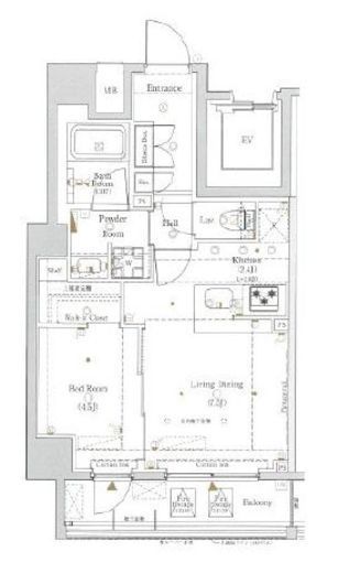ログ上野駅前　1101号室　間取り