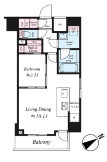 ログ上野駅前　1203号室　間取り
