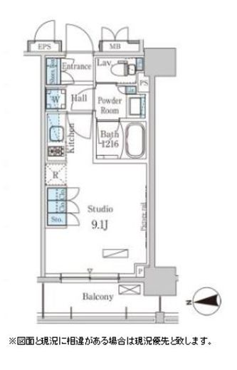 パークアクシス上野・稲荷町　1302号室　間取り
