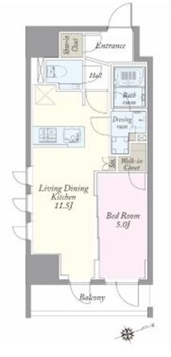 jp noie 上野稲荷町 (ジェーピーノイエ上野稲荷町)　1501号室　間取り