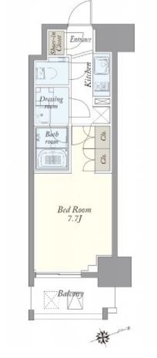 jp noie 上野稲荷町 (ジェーピーノイエ上野稲荷町)　702号室　間取り