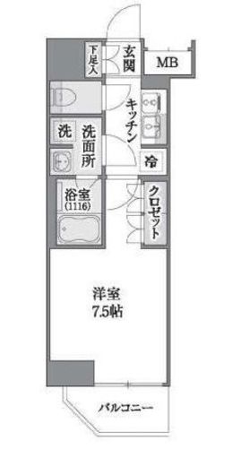 ブリリアイスト上野御徒町　1001号室　間取り