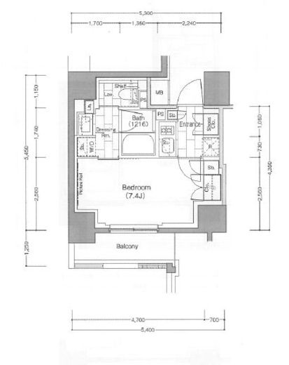ザ・パークハビオ浅草駒形　1102号室　間取り