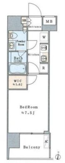 ブリリアイスト清澄白河　1201号室　間取り