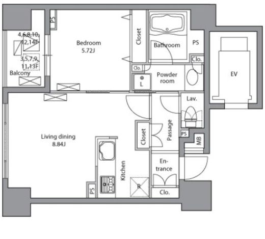 レジディア神田岩本町　1201号室　間取り