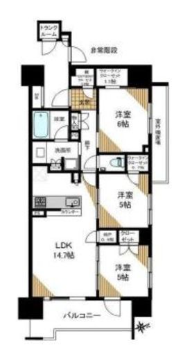 ザ・パークハウス上野プレイス　2F1号室　間取り