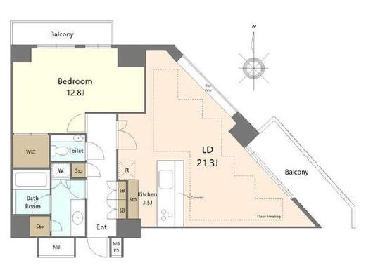 ルネッサンスタワー上野池之端　3701号室　間取り