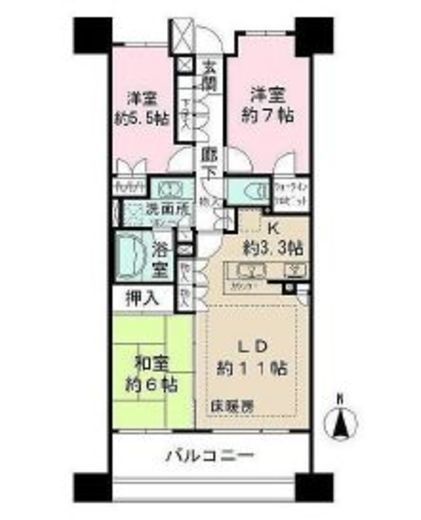 パークハウス両国サウスコート　3F1号室　間取り