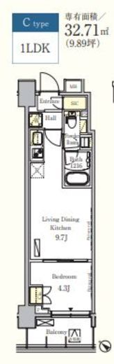 パークアクシス押上レジデンス　707号室　間取り