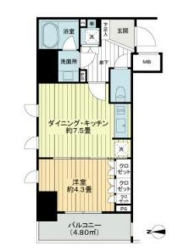 ライオンズ浅草橋ミレス　801号室　間取り