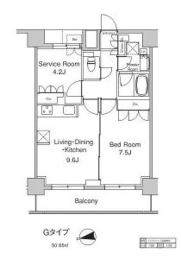 プラウドフラット浅草駒形　1202号室　間取り