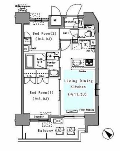 パークアクシス台東根岸　1001号室　間取り