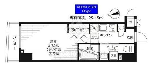 グランドコンシェルジュ新御徒町アジールコート　1103号室　間取り