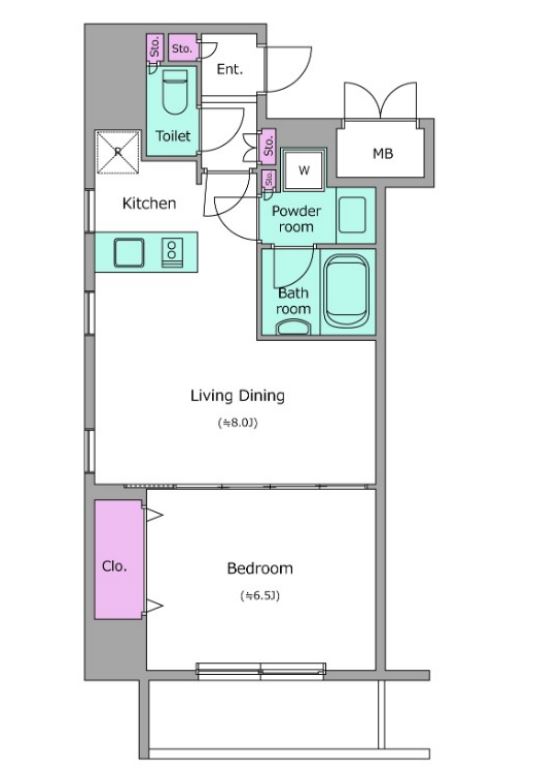 レジディア神田岩本町Ⅱ　801号室　間取り