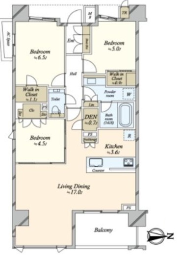 ザ・パークハウス東陽町翠賓閣　510号室　間取り