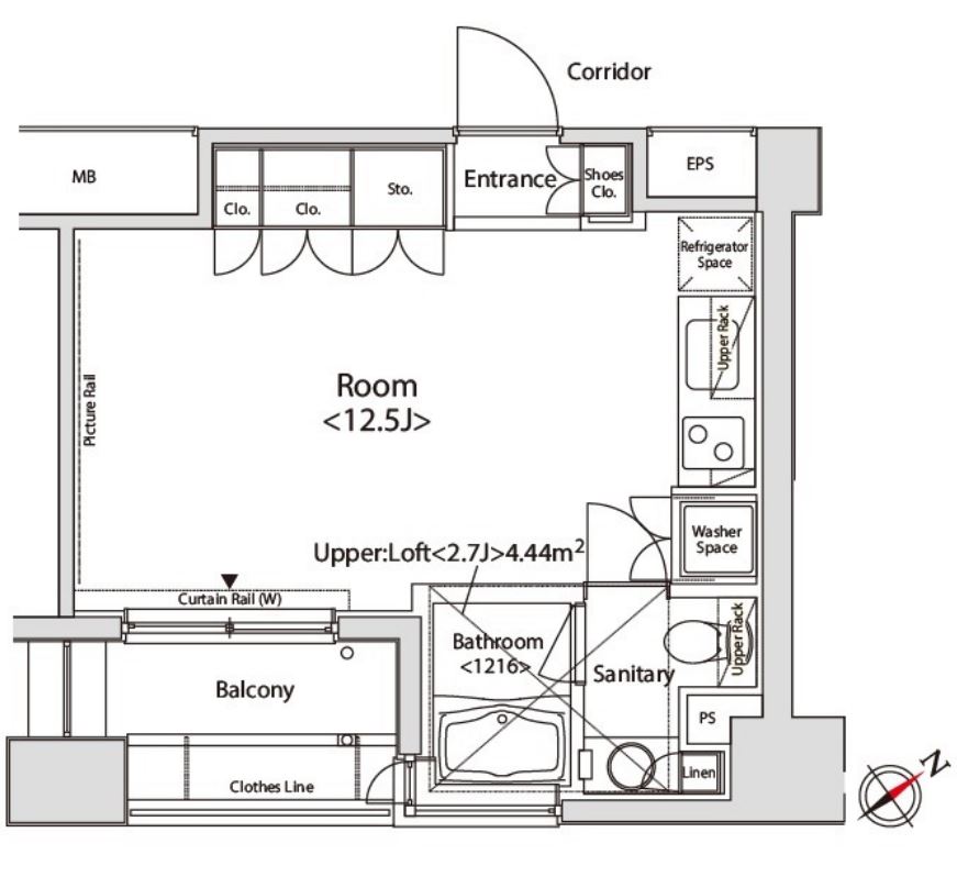 カスタリア目黒かむろ坂　1402号室　間取り