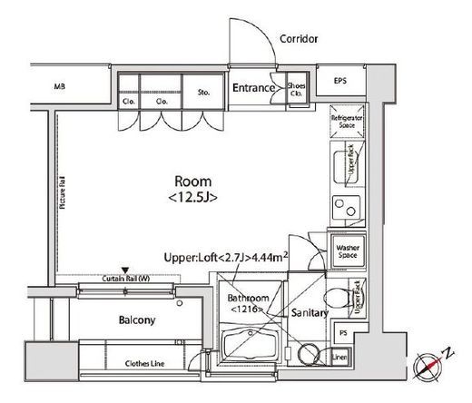 カスタリア目黒かむろ坂　1402号室　間取り