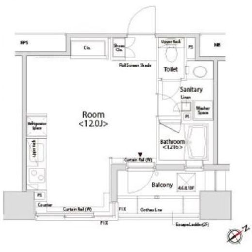 カスタリア目黒かむろ坂　602号室　間取り