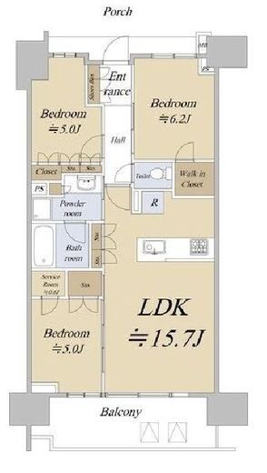 プラウド上野松が谷　1002号室　間取り