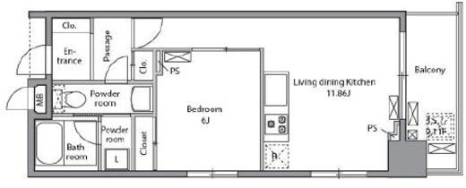 レジディア入谷　902号室　間取り