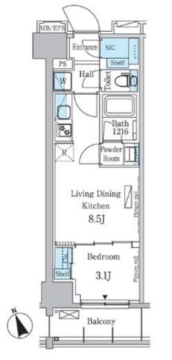 パークアクシス浅草レジデンス　807号室　間取り