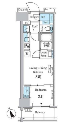 パークアクシス浅草レジデンス　607号室　間取り