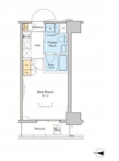 プラウドフラット両国　1105号室　間取り