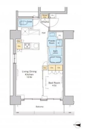 プラウドフラット両国　1303号室　間取り